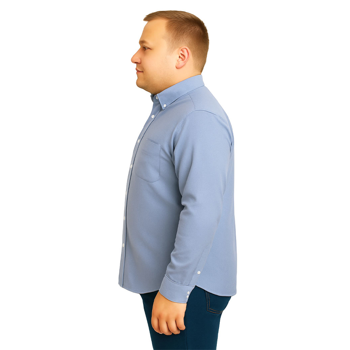 Foto 5 pulgar | Camisa Big Kong Manga Larga Tallas Grandes Azul Cielo