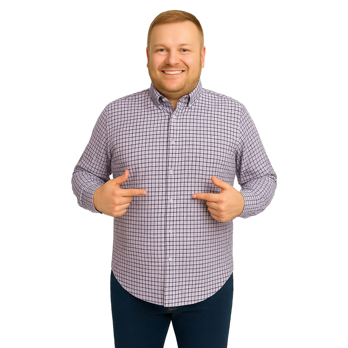 Camisa Tallas Grandes Hombre Cuadros Morados Big Kong