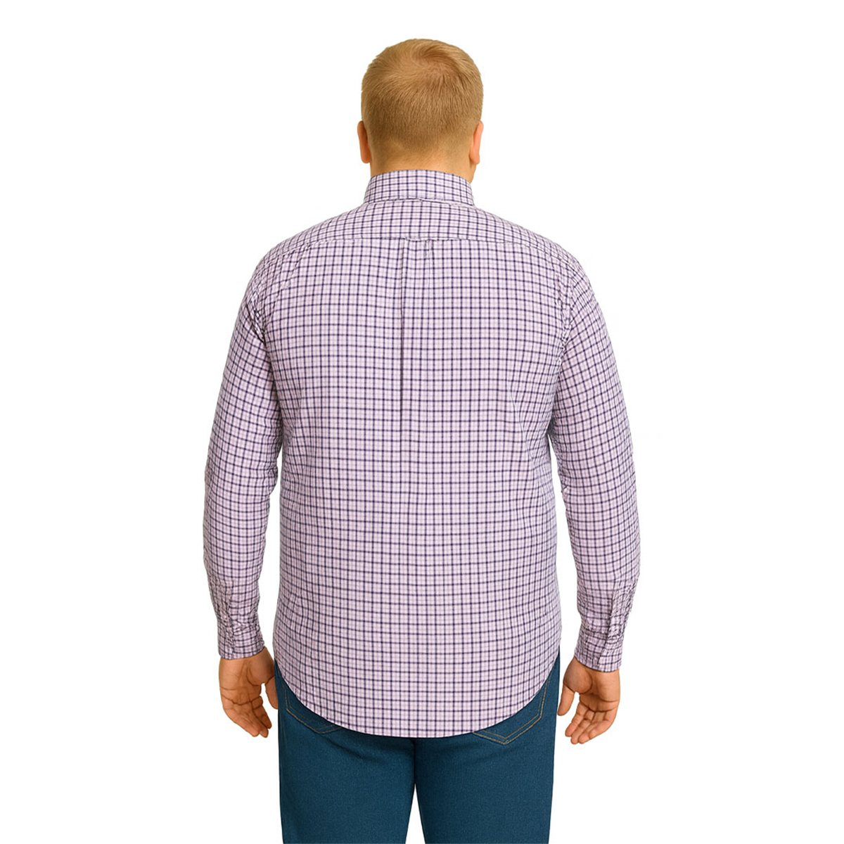 Foto 3 pulgar | Camisa Tallas Grandes Hombre Cuadros Morados Big Kong