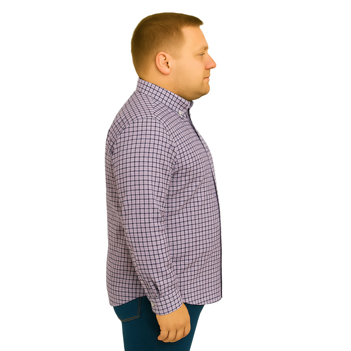Foto 4 pulgar | Camisa Tallas Grandes Hombre Cuadros Morados Big Kong