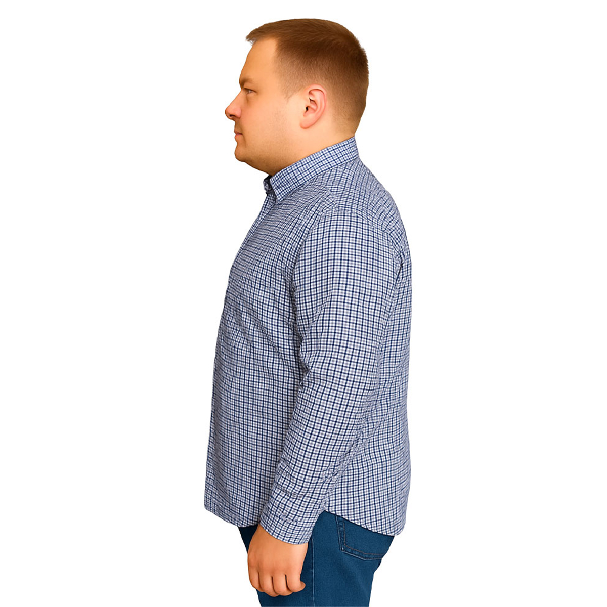 Foto 4 | Camisa Big Kong Manga Larga Tallas Grandes Azul Cuadros