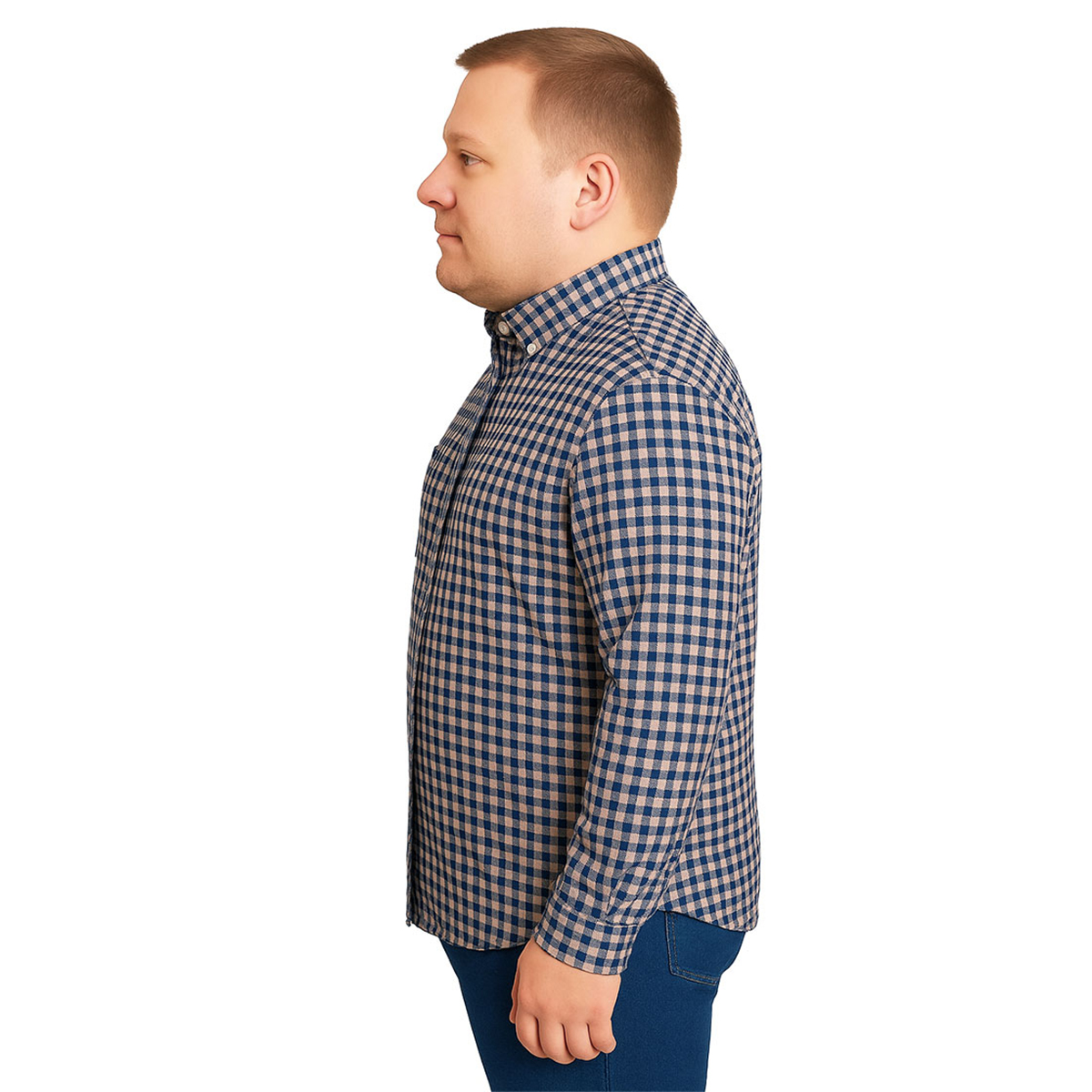Foto 4 | Camisa Big Kong Manga Larga Rosa Y Azul Tallas Grandes