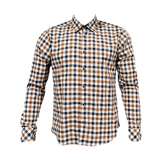 Foto 1 | Camisa Cafe/marino Cuadros Para Caballero Zarevich Collection