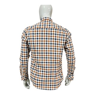 Foto 5 | Camisa Cafe/marino Cuadros Para Caballero Zarevich Collection