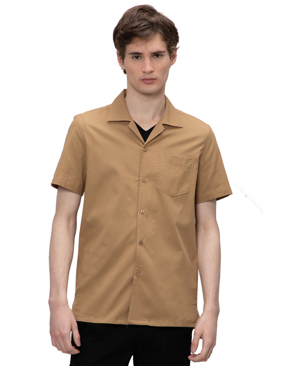 Camisa Comfort Fit de Manga Corta Generra 218108 color Café