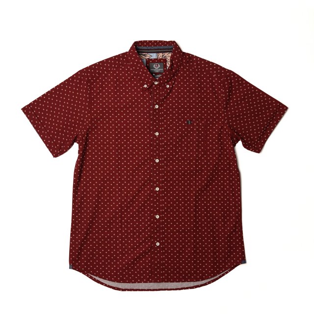 Camisa Manga Corta Rojo Vino para Caballero, 100% Algodón