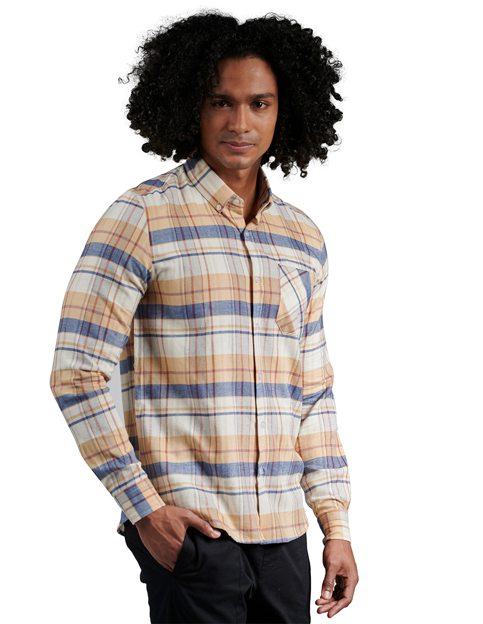 Foto 2 pulgar | Camisa Regular Fit con Cuello Abotonado 228204 color Beige