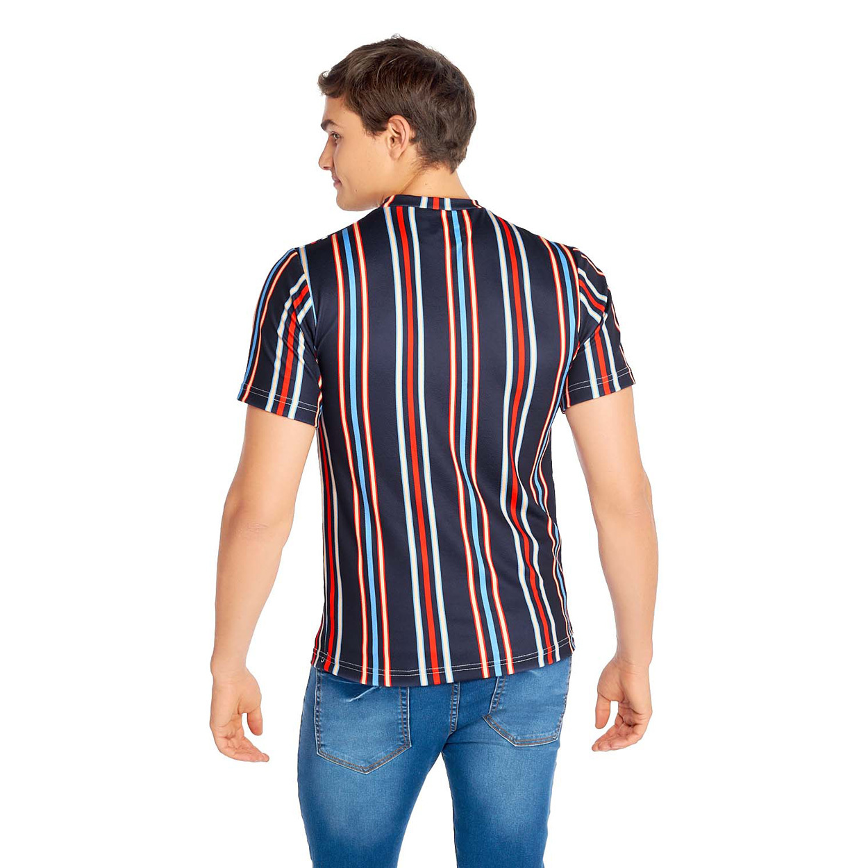 Foto 4 pulgar | Hombres Camiseta Con Estampado De Rayas Mundo Terra