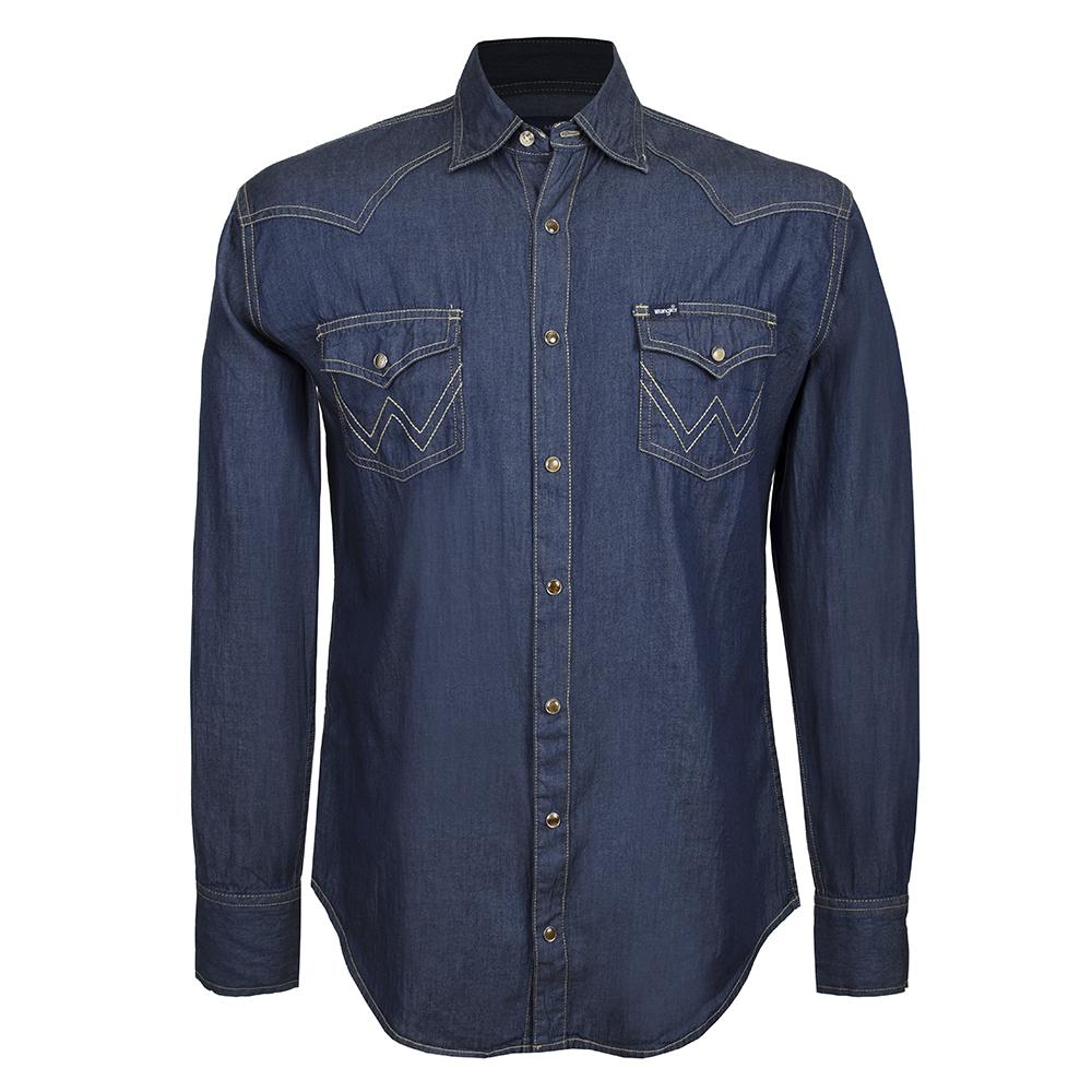 Camisa Vaquera Wrangler MEZ-MANGA LARGA color Azul S98 Hombre