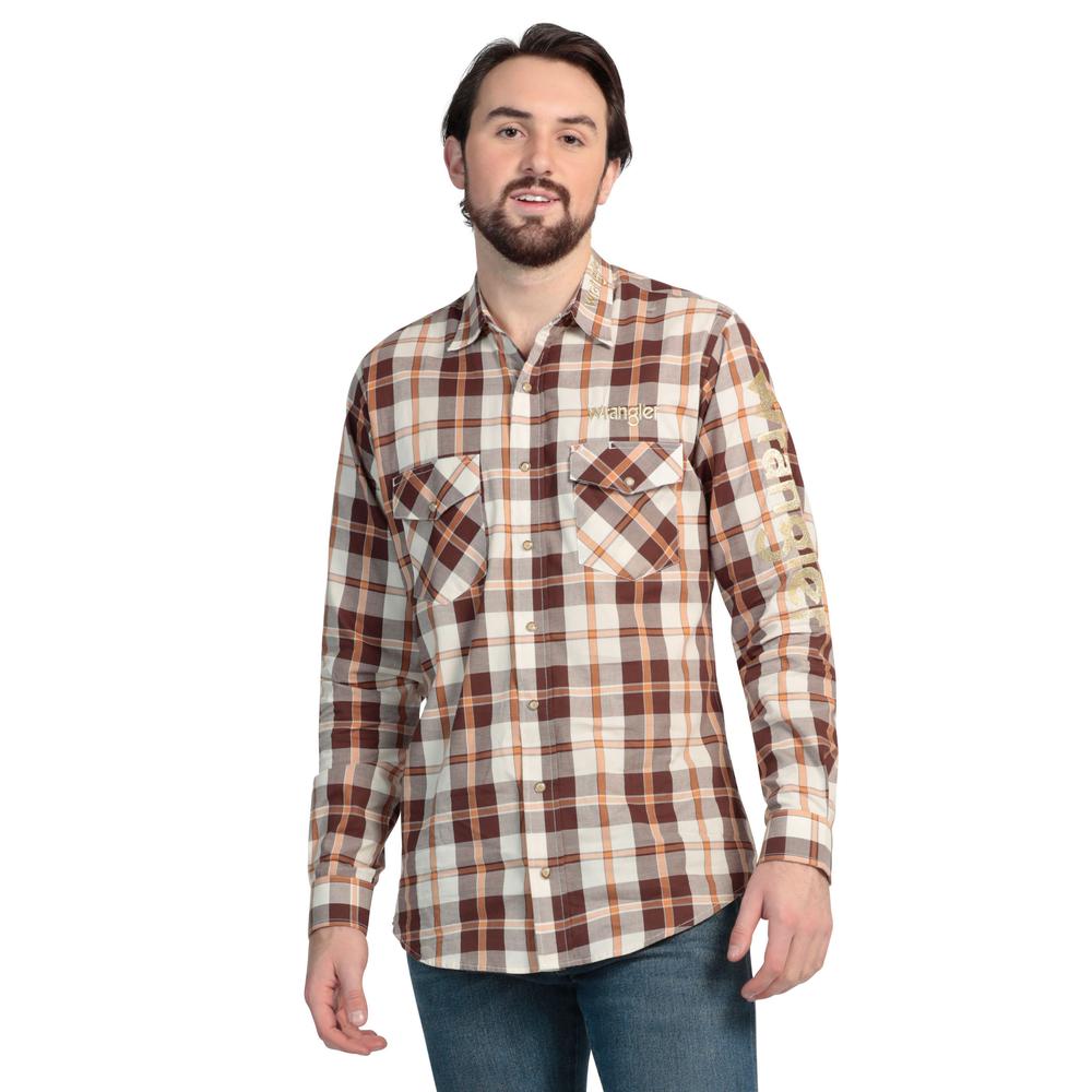 Foto 2 pulgar | Camisa Regular Fit Manga Larga Wrangler Hombre 782 Color Marrón