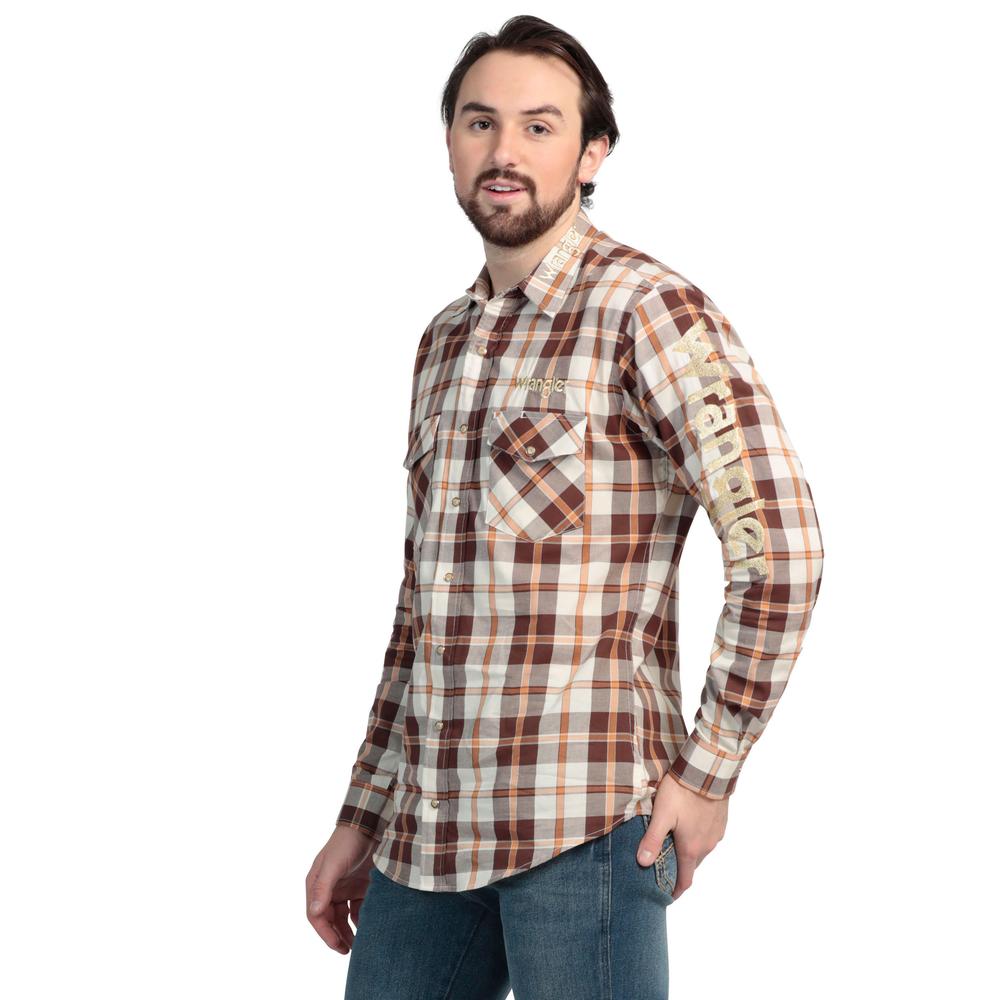 Foto 2 | Camisa Regular Fit Manga Larga Wrangler Hombre 782 Color Marrón