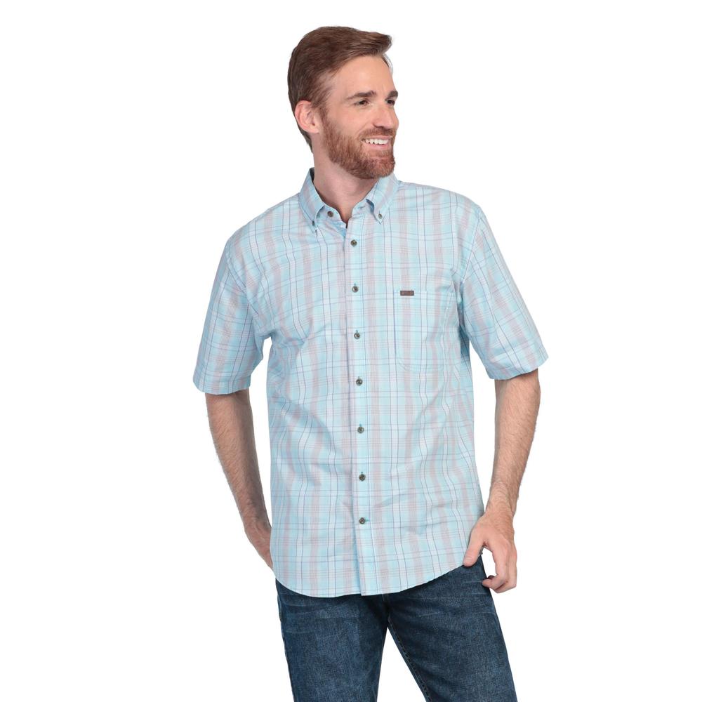 Camisa Lee color Azul Regular Fit Manga Corta 34w para Hombre