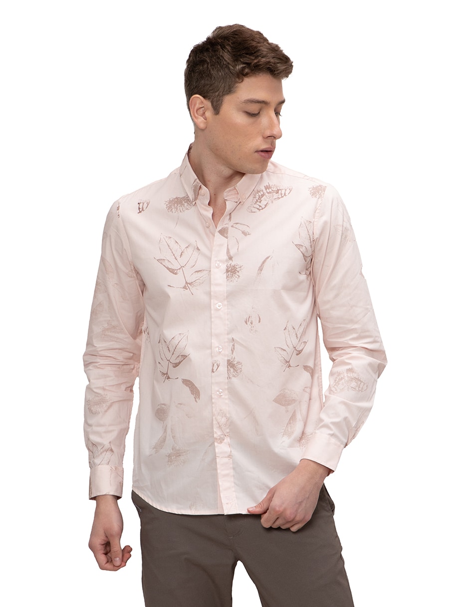 Camisa Regular Manga Larga Generra 218200 color Rosa para Hombre $499