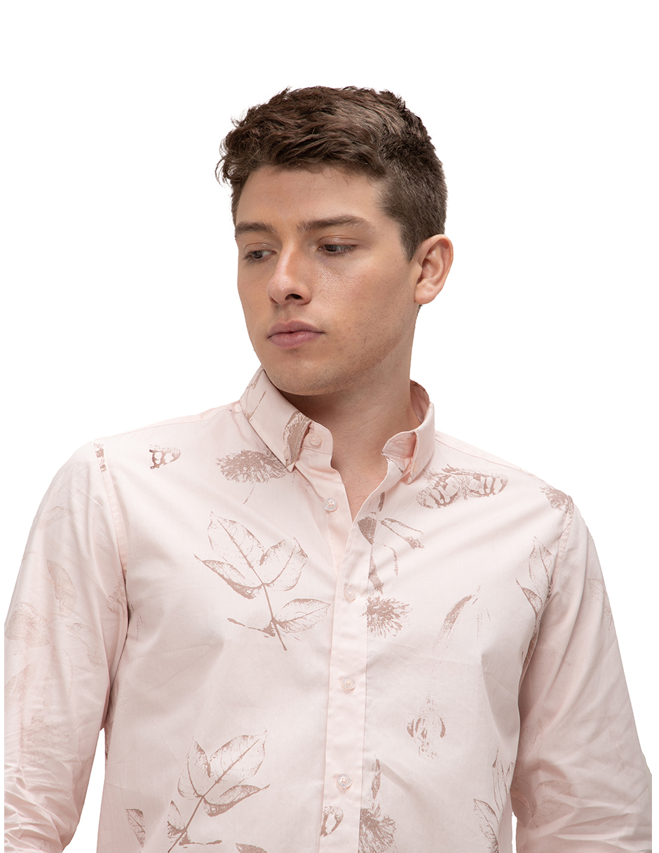 Foto 4 pulgar | Camisa Regular Manga Larga Generra 218200 color Rosa para Hombre