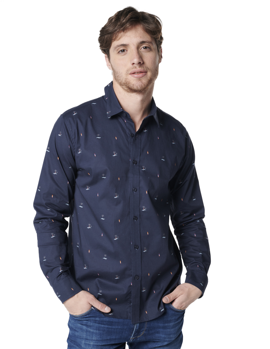 Foto 2 pulgar | Camisa Casual Generra 318201 color Azul para Hombre