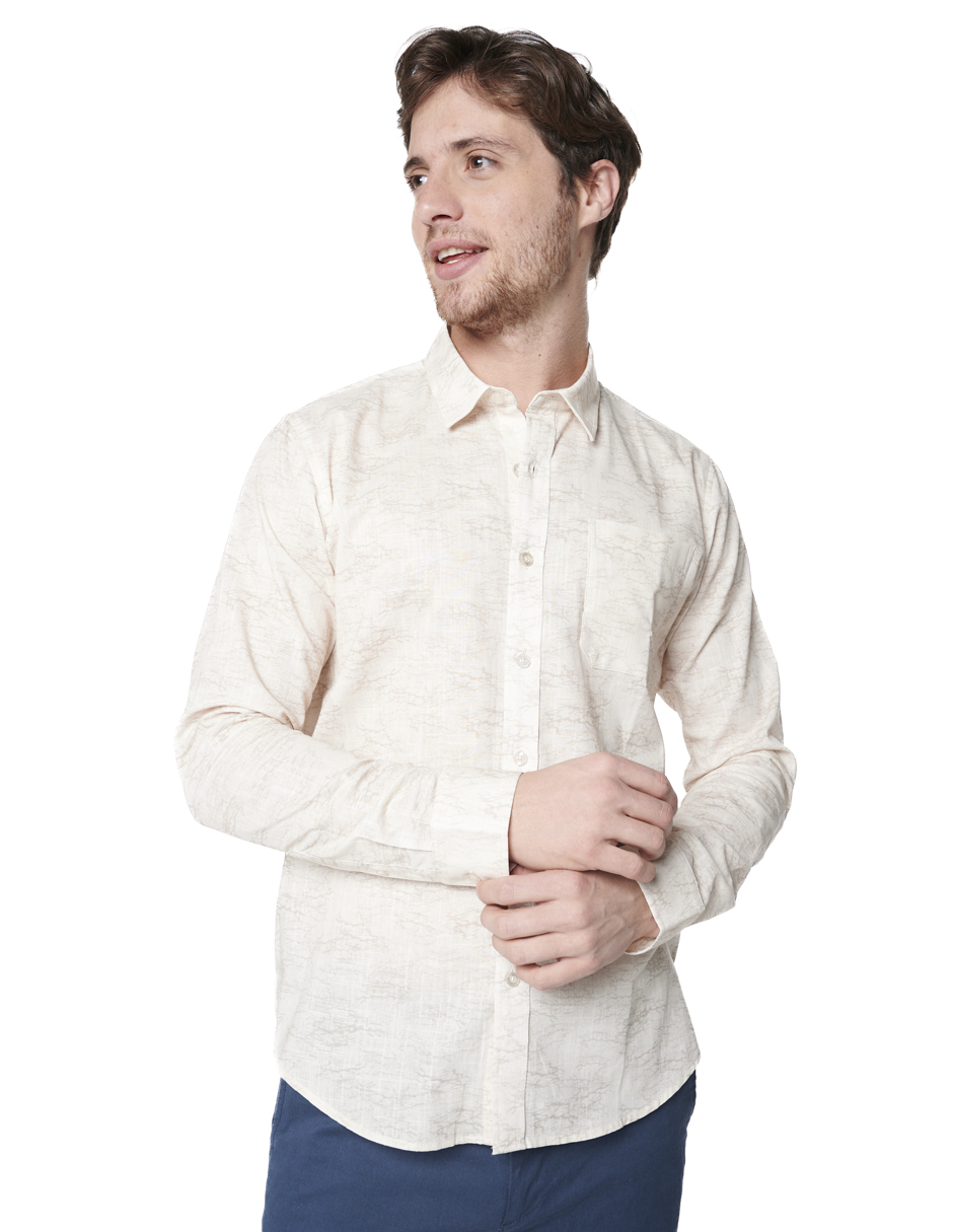 Foto 2 pulgar | Camisa Casual Para Hombre Generra 318203 color Beige