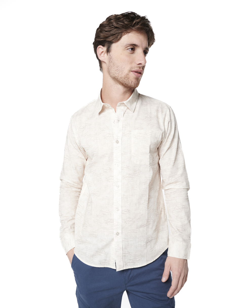 Foto 4 pulgar | Camisa Casual Para Hombre Generra 318203 color Beige