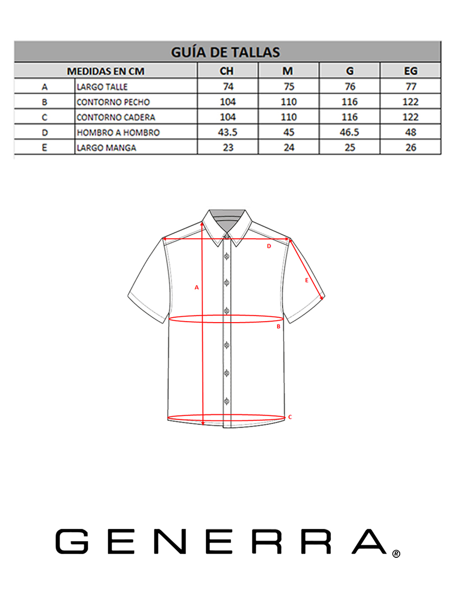 Foto 6 pulgar | Camisa Generra 318104 Manga Corta para Hombre