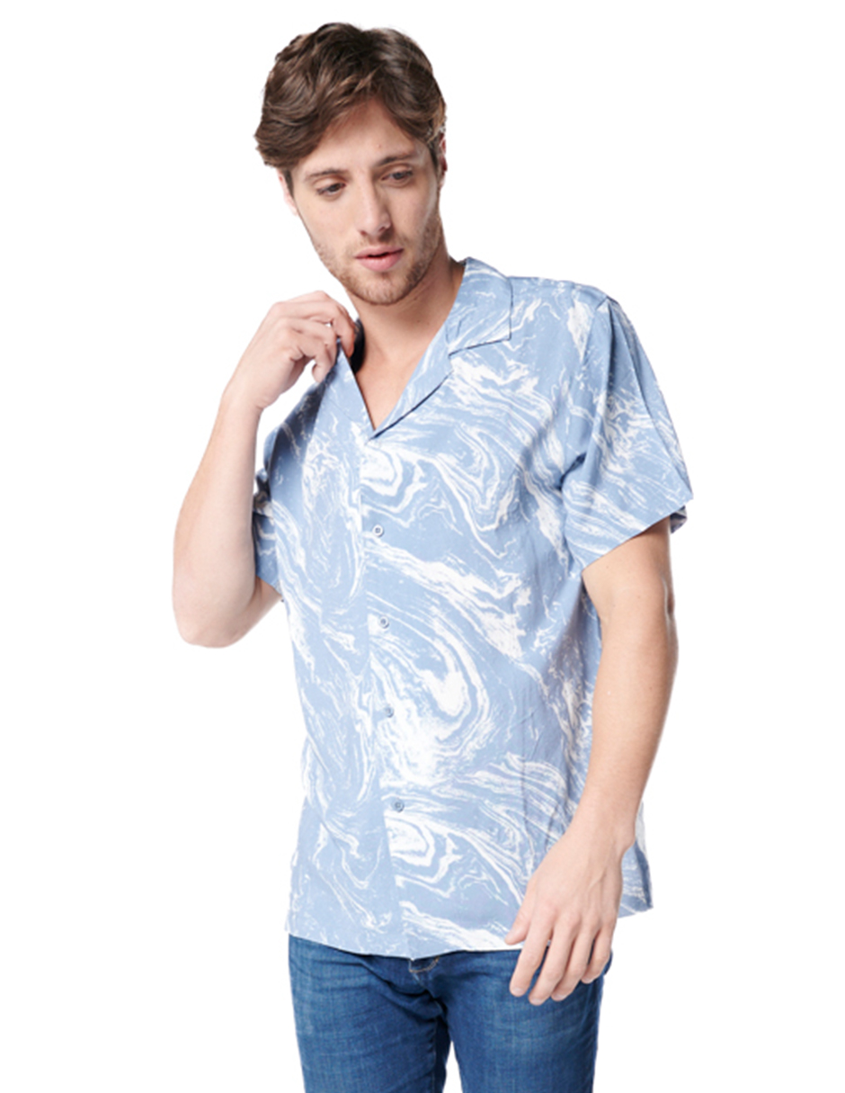 Camisa Para Hombre Manga Corta 318100 color Azul