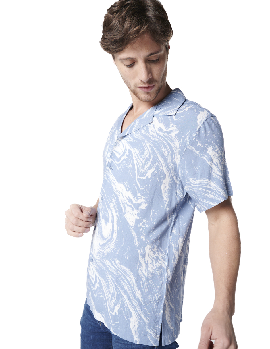 Foto 4 pulgar | Camisa Para Hombre Manga Corta 318100 color Azul