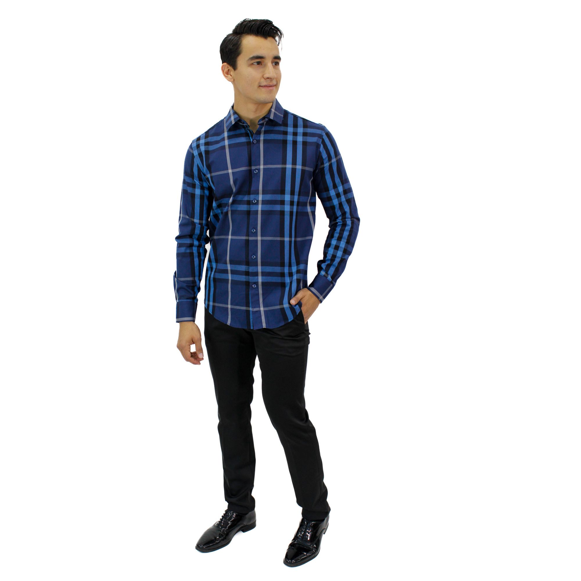 Foto 4 pulgar | Camisa Ravalli color Azul Msh-680-75 para Hombre