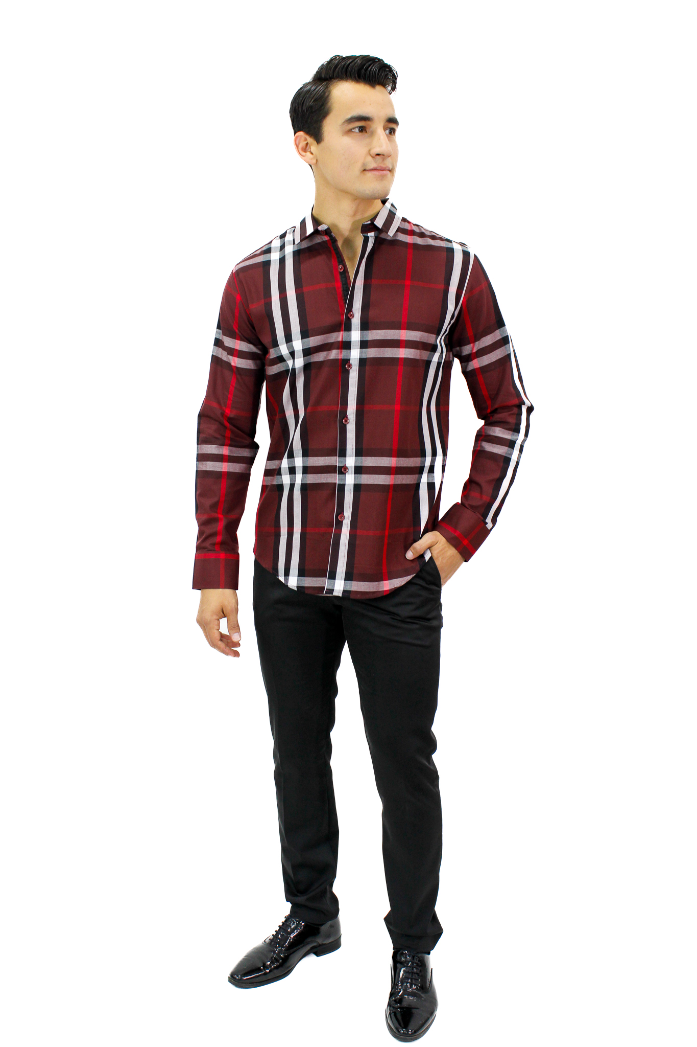 Foto 4 pulgar | Camisa Para Hombre Marca Ravalli Color Vino Msh-680-36