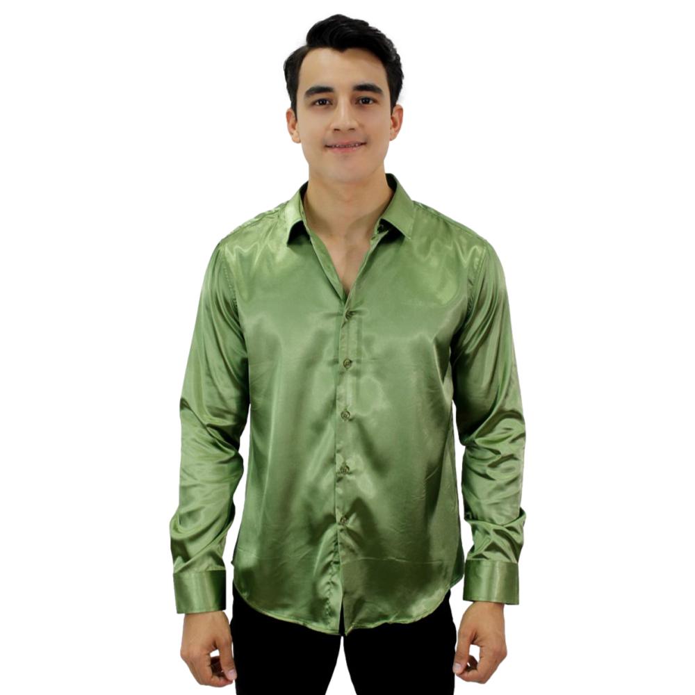 Camisa Pavini Verde Pvls-011-03 Lisas Brillosas de Caballero