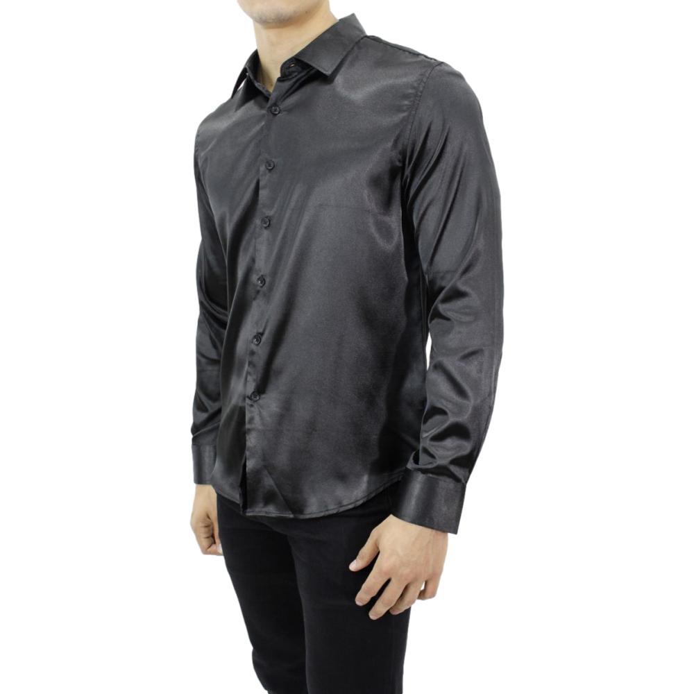 Foto 4 | Camisa De Caballero Lisas Brillosas Marca Pavini color Negra Pvls-011-02