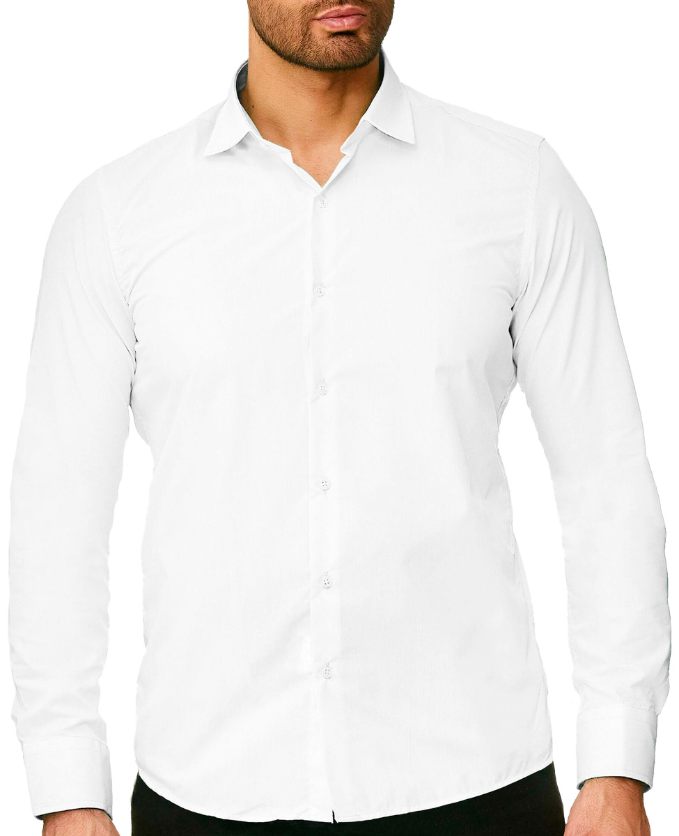 Foto 2 pulgar | Camisa Slim Fit Strech Shendy Vendy 254 color Blanco Calidad Formal Lisa