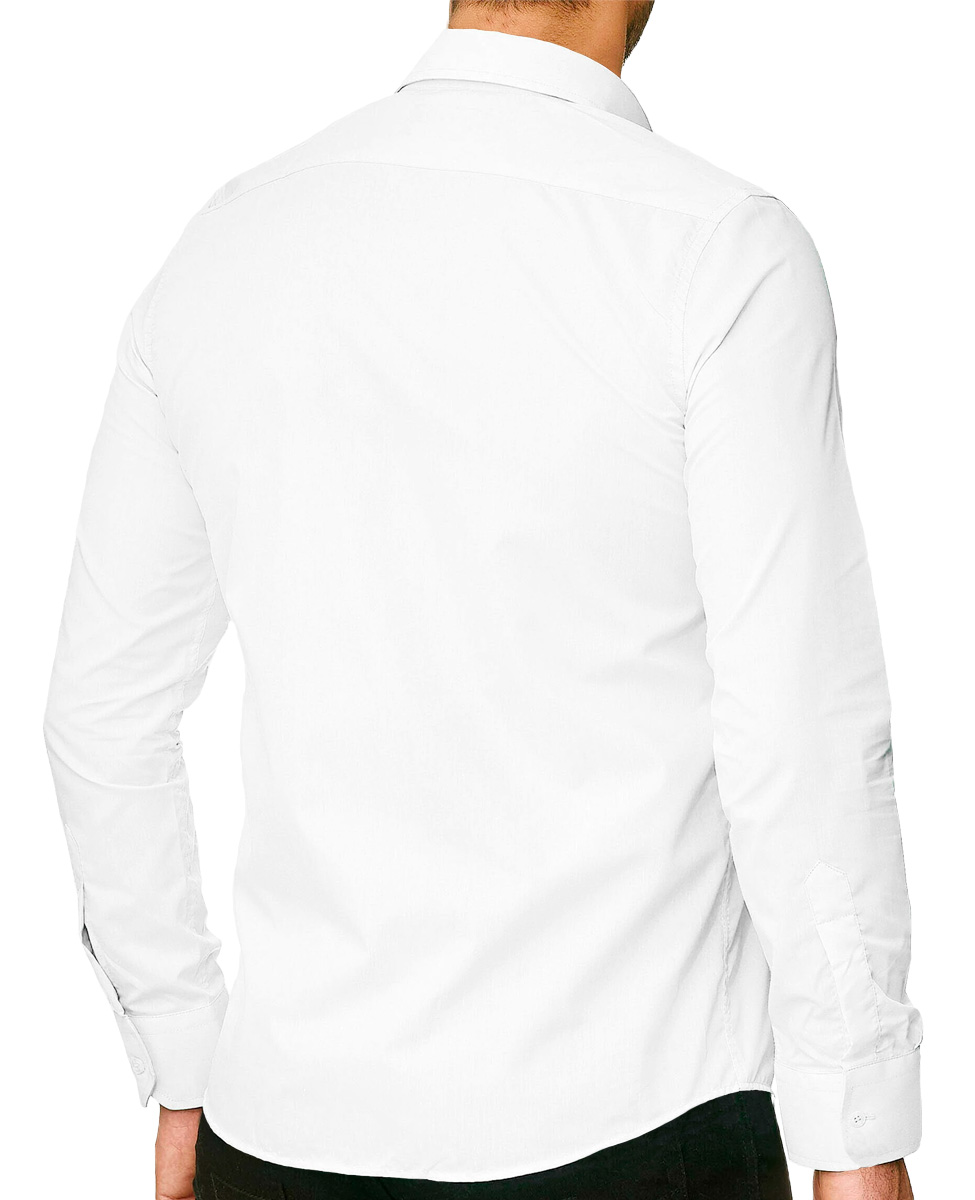 Foto 4 pulgar | Camisa Slim Fit Strech Shendy Vendy 254 color Blanco Calidad Formal Lisa