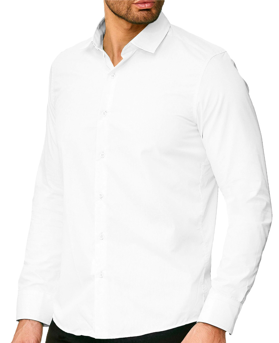 Foto 5 pulgar | Camisa Slim Fit Strech Shendy Vendy 254 color Blanco Calidad Formal Lisa