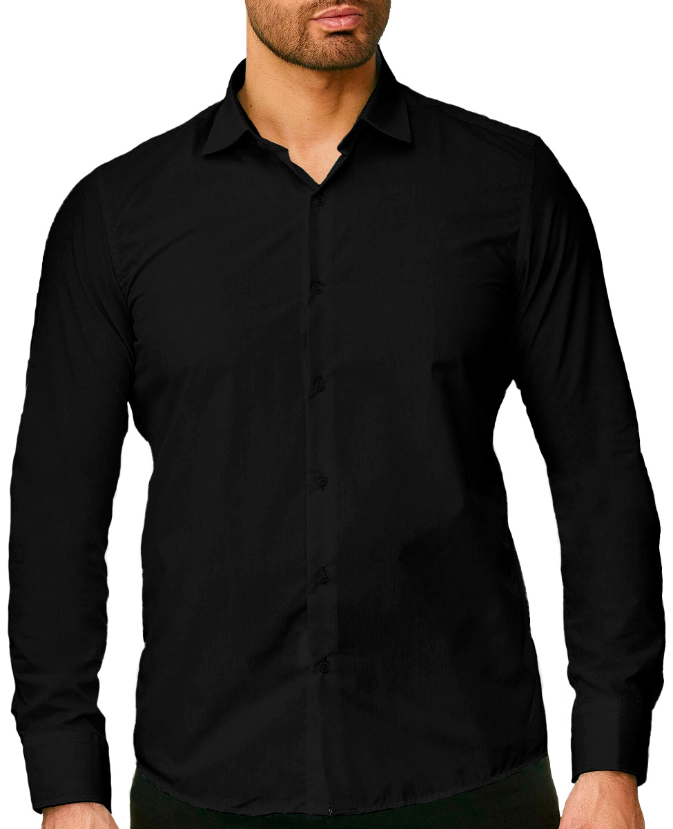 Foto 2 pulgar | Camisa Slim Fit Strech Shendy Vendy 254 color Negro Calidad Formal Lisa