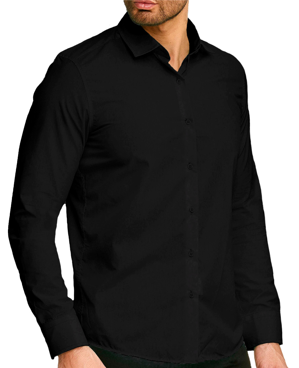 Foto 3 pulgar | Camisa Slim Fit Strech Shendy Vendy 254 color Negro Calidad Formal Lisa