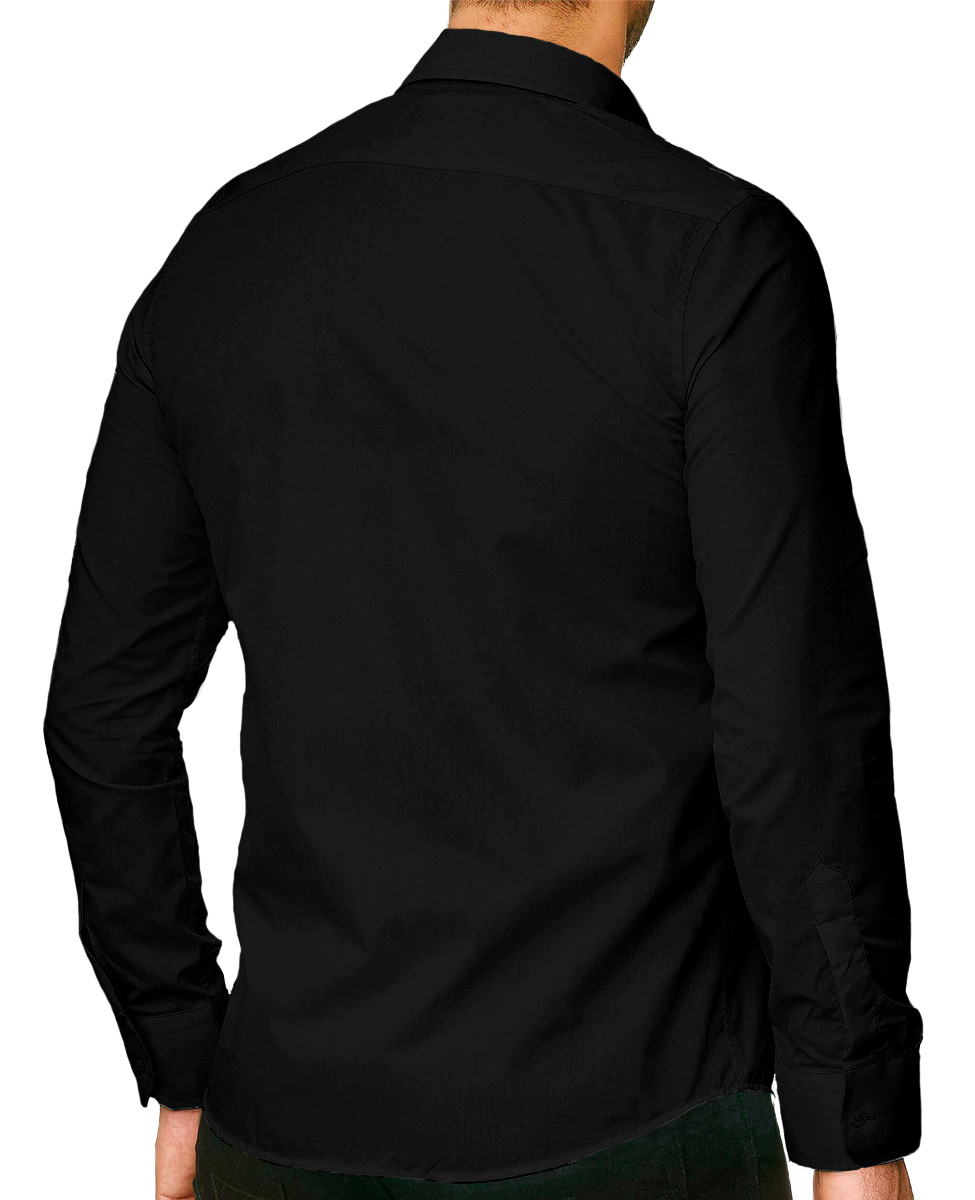 Foto 4 pulgar | Camisa Slim Fit Strech Shendy Vendy 254 color Negro Calidad Formal Lisa