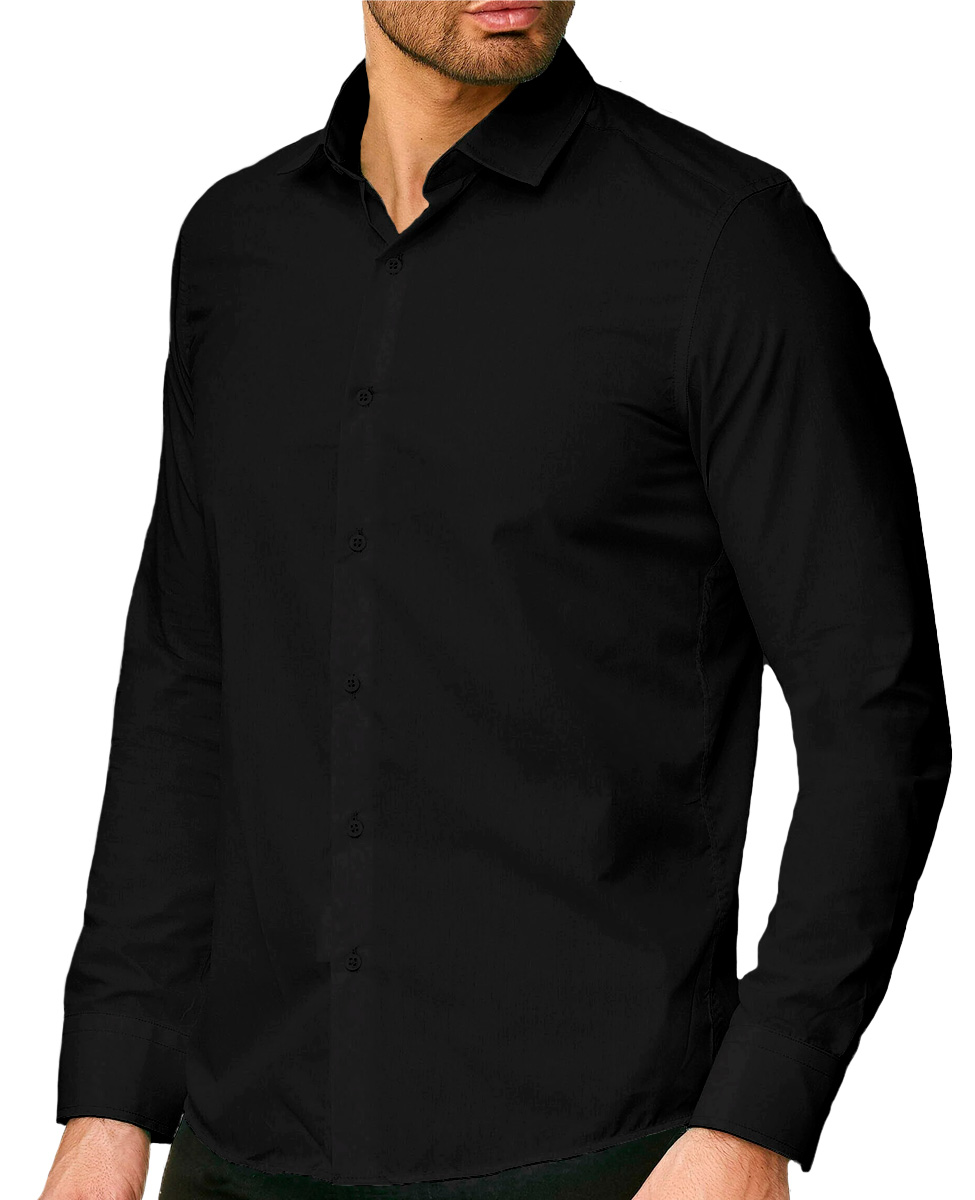 Foto 5 pulgar | Camisa Slim Fit Strech Shendy Vendy 254 color Negro Calidad Formal Lisa