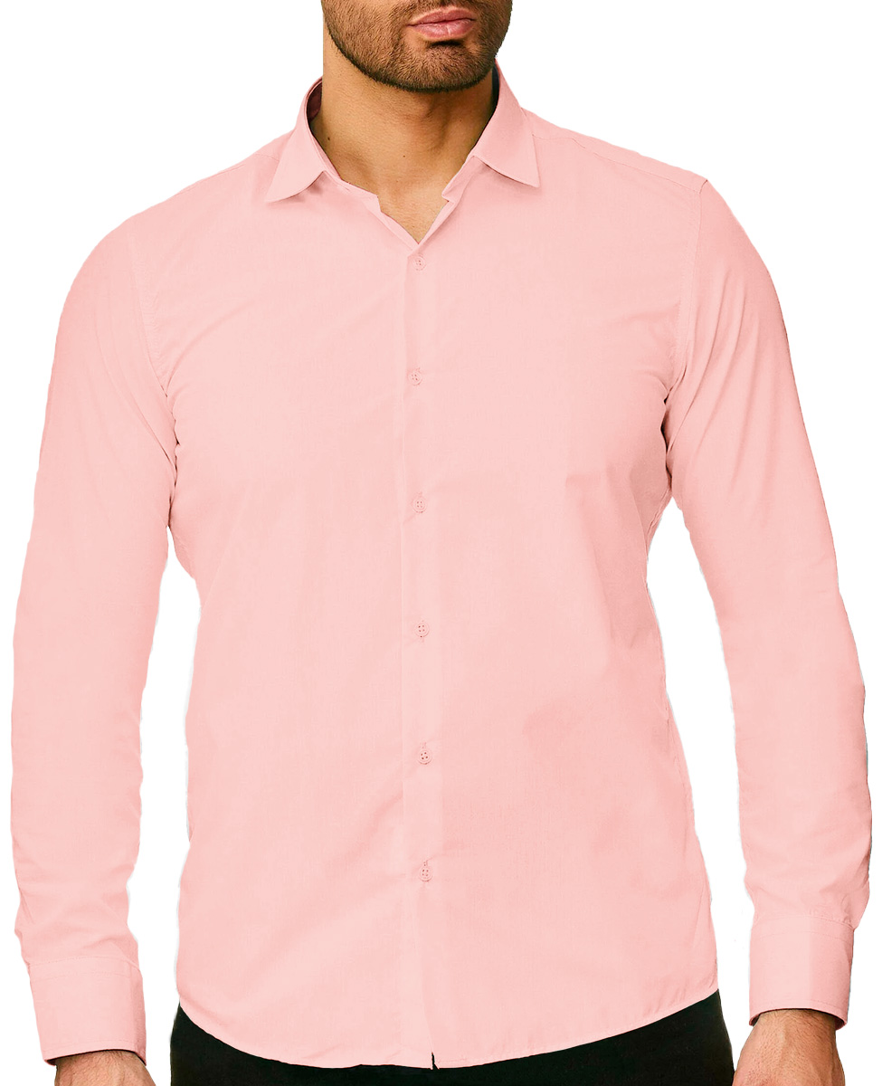 Foto 2 pulgar | Camisa Slim Fit Strech Shendy Vendy 254 color Rosa Calidad Formal Lisa