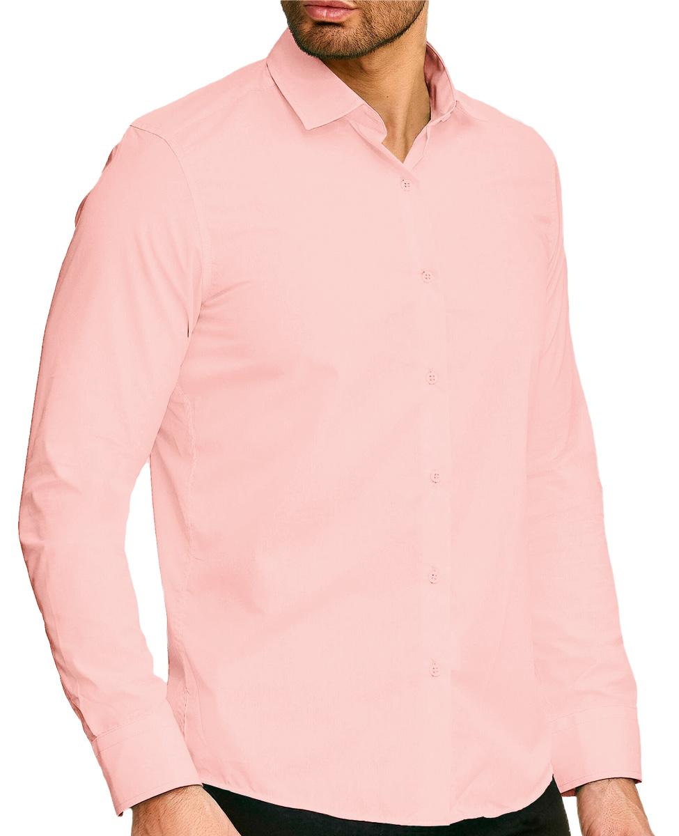 Foto 3 pulgar | Camisa Slim Fit Strech Shendy Vendy 254 color Rosa Calidad Formal Lisa