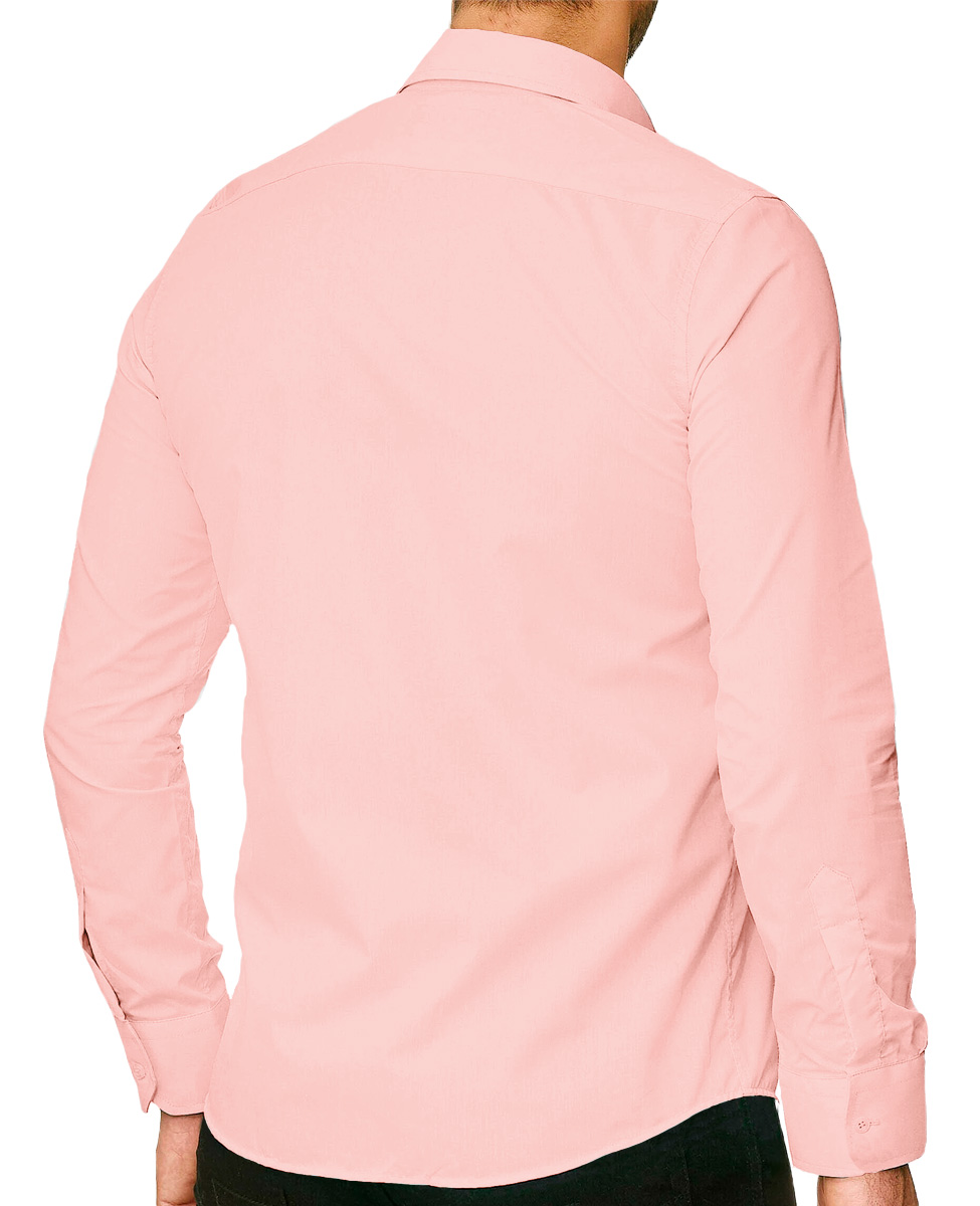 Foto 4 pulgar | Camisa Slim Fit Strech Shendy Vendy 254 color Rosa Calidad Formal Lisa