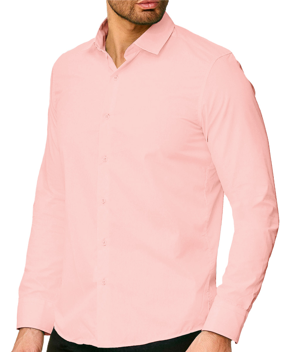 Foto 5 pulgar | Camisa Slim Fit Strech Shendy Vendy 254 color Rosa Calidad Formal Lisa