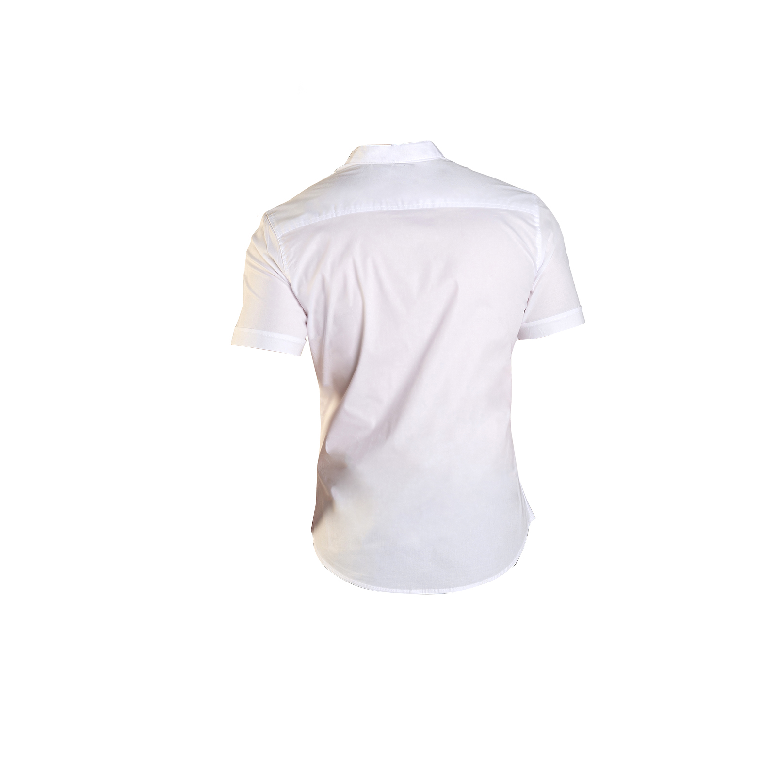 Foto 5 pulgar | Camisa Manga Corta Blanca Stretch Slim Fit Cuello Mao