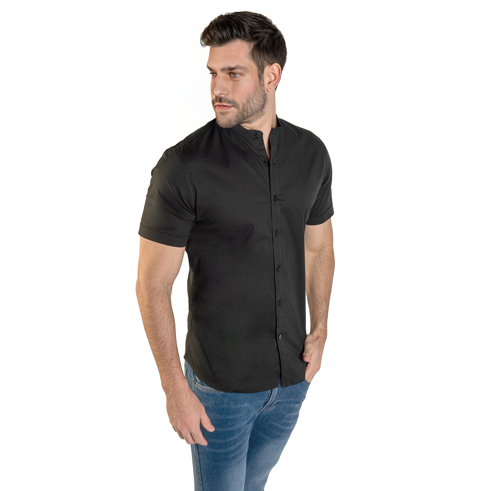 Foto 2 pulgar | Camisa Manga Corta Slim Fit CHILI BEANS CLOTHING MC/BASTRETCH color Negro