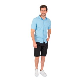 Foto 2 | Camisa Manga Corta Azul Claro Slim Fit Comoda