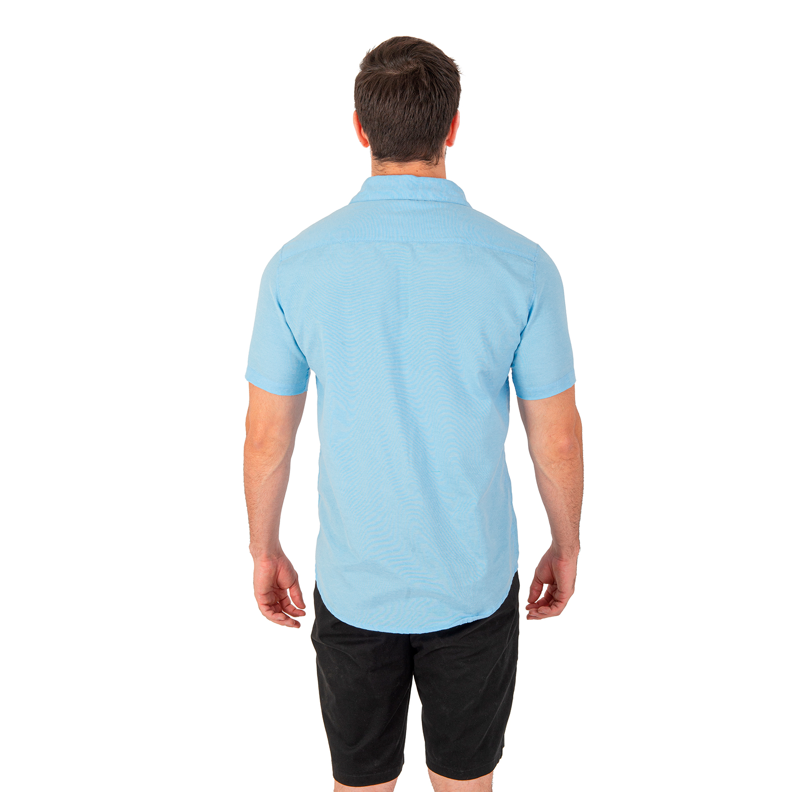 Foto 4 pulgar | Camisa Manga Corta Azul Claro Slim Fit Comoda