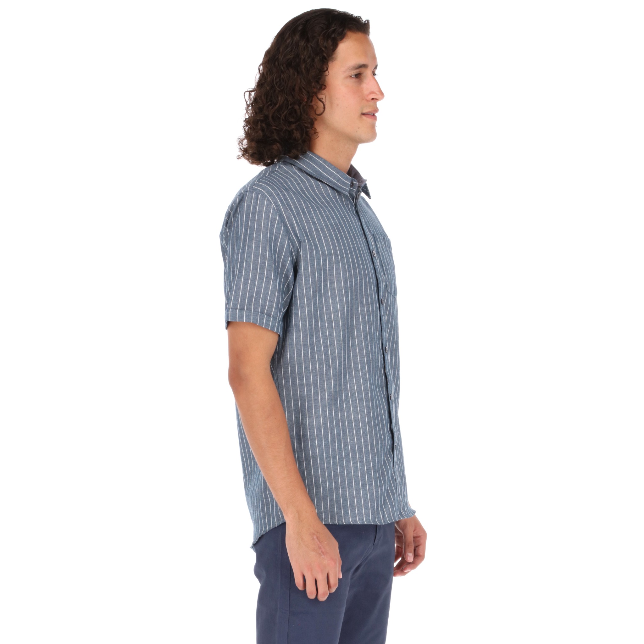 Foto 3 pulgar | Camisa Manga Corta Slim Fit CHILI BEANS CLOTHING MC/DUTTI color Azul a Rayas