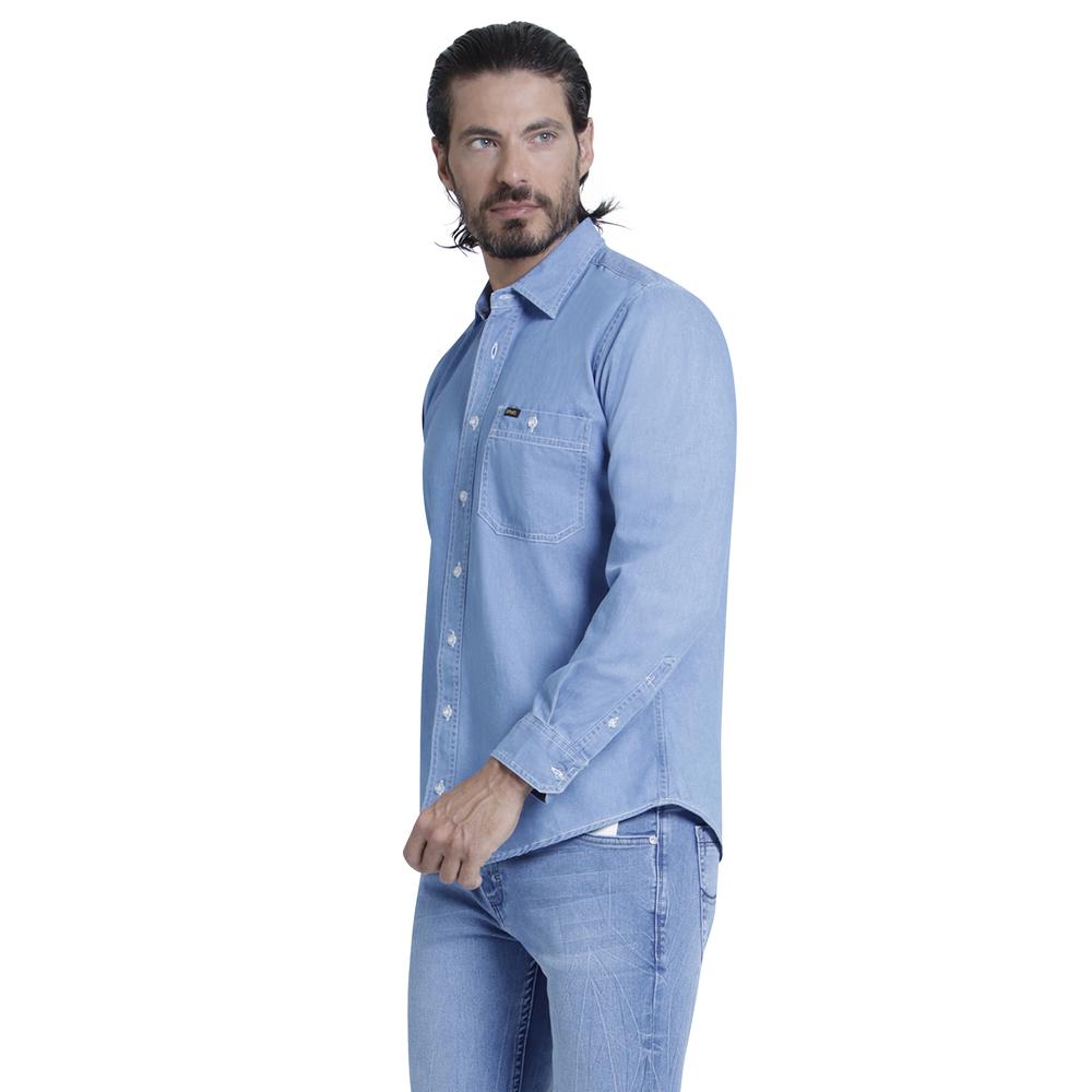 Foto 3 pulgar | Camisa Casual Lee Slim Fit Manga Larga color Azul para Hombre