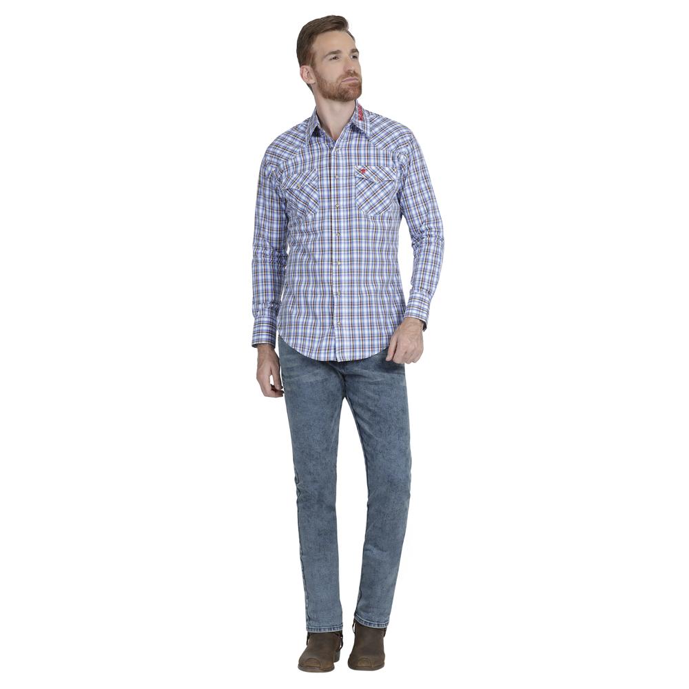 Foto 5 pulgar | Camisa Vaquera Wrangler Regular Fit Manga Larga 935 color Azul para Hombre