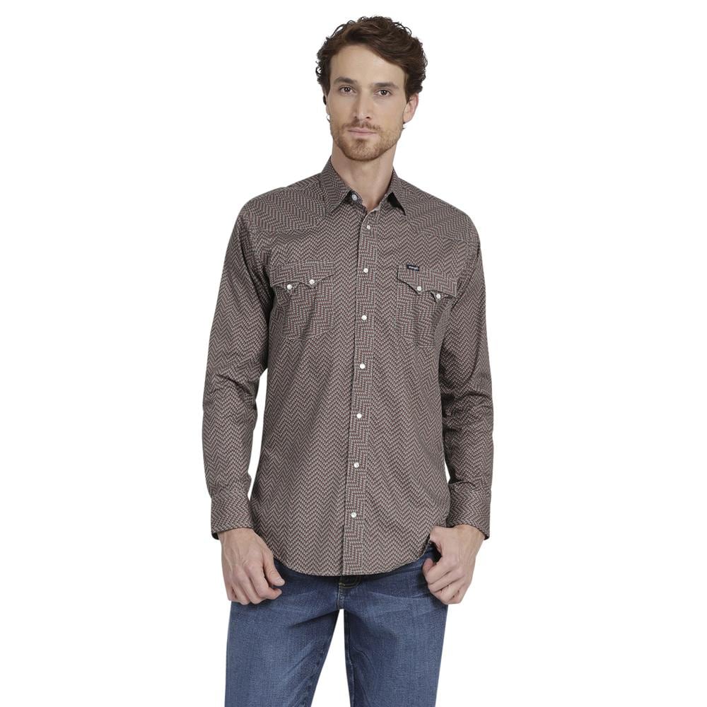 Camisa Vaquera para Hombre Wrangler Slim Fit Manga Larga 982 color Marrón $837