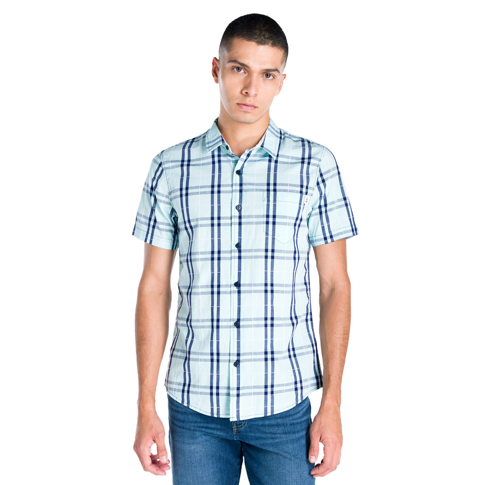 Camisa Oggi 2311306 color Azul Popelina Cuadros para Hombre