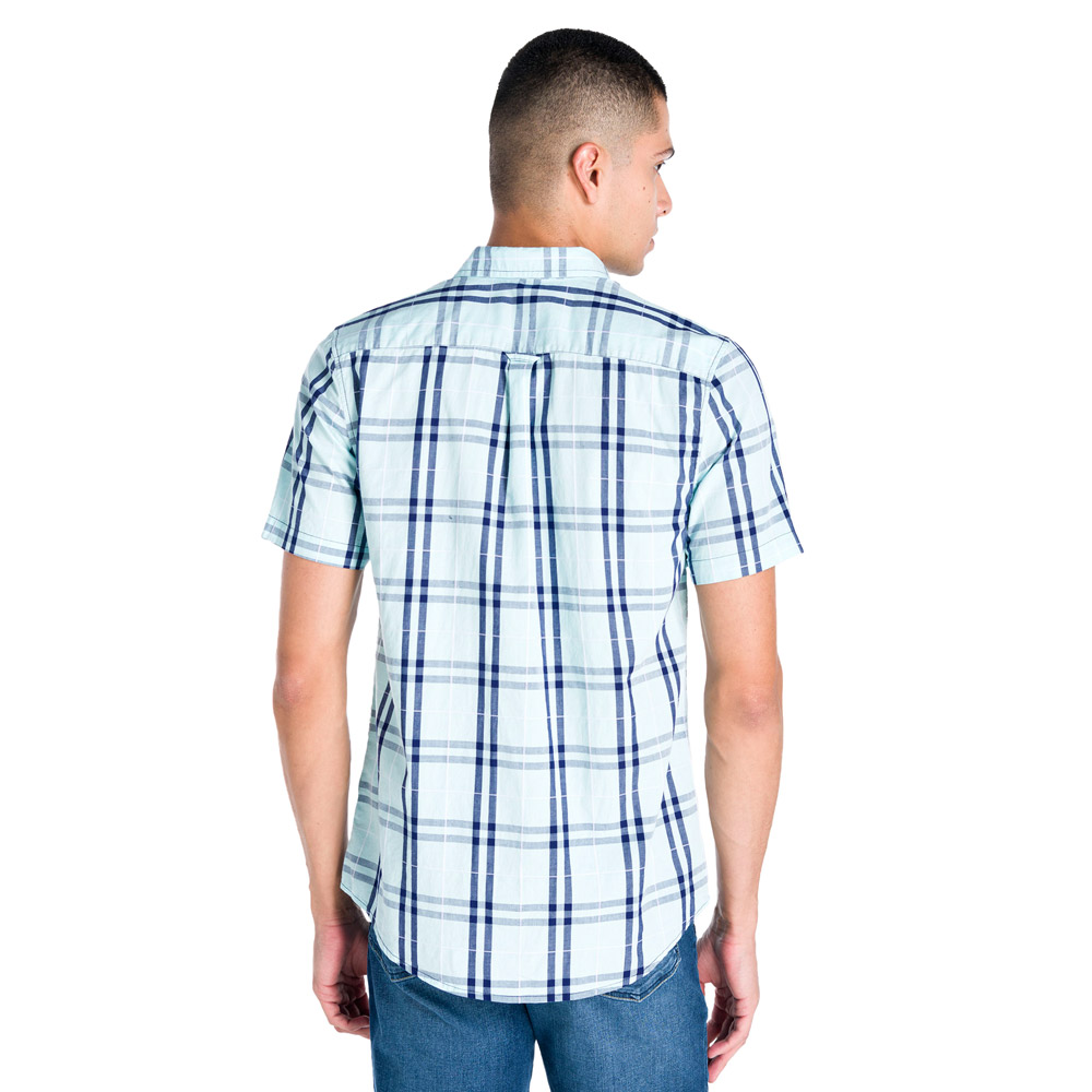 Foto 4 pulgar | Camisa Oggi 2311306 color Azul Popelina Cuadros para Hombre