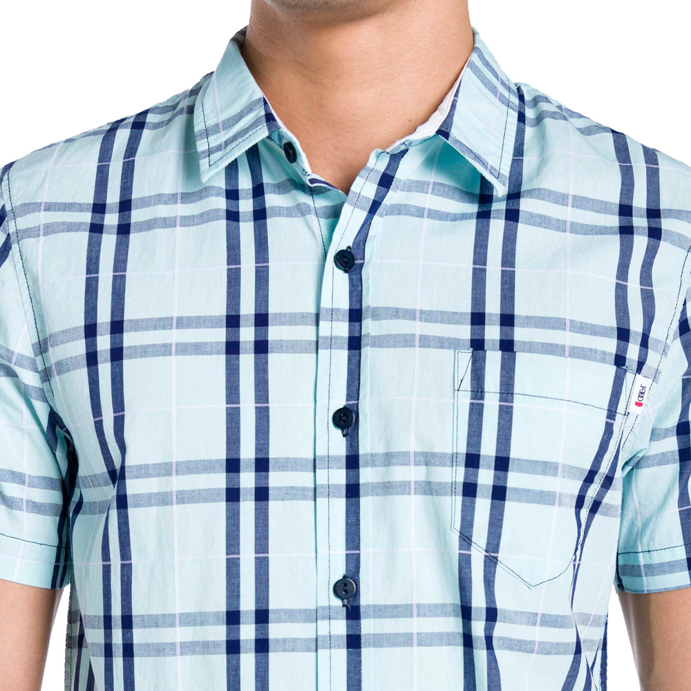 Foto 4 | Camisa Oggi 2311306 color Azul Popelina Cuadros para Hombre